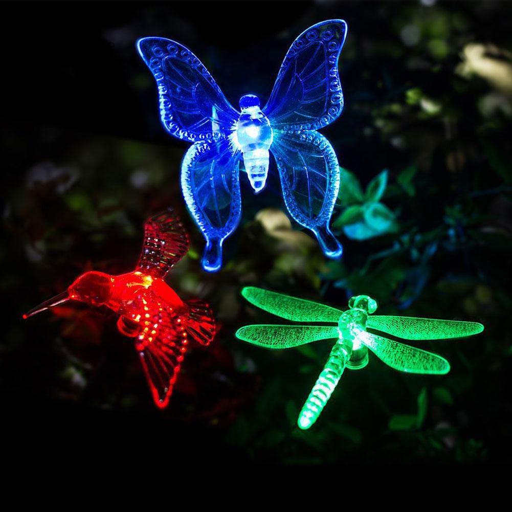 Đèn LED năng lượng mặt trời chống thấm nước hình chuồn chuồn/ bướm bướm/ chim dùng trang trí sân vườn