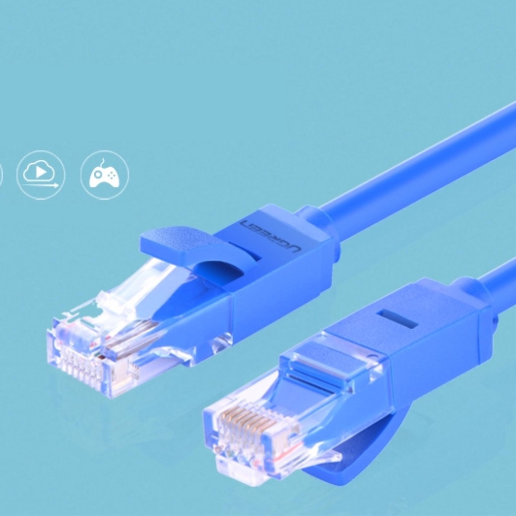 Dây mạng bấm sẵn 2 đầu Cat6 UTP Patch Cords UGREEN NW102 (xanh da trời) - Hàng phân phối chính hãng - Bảo hành 18 tháng