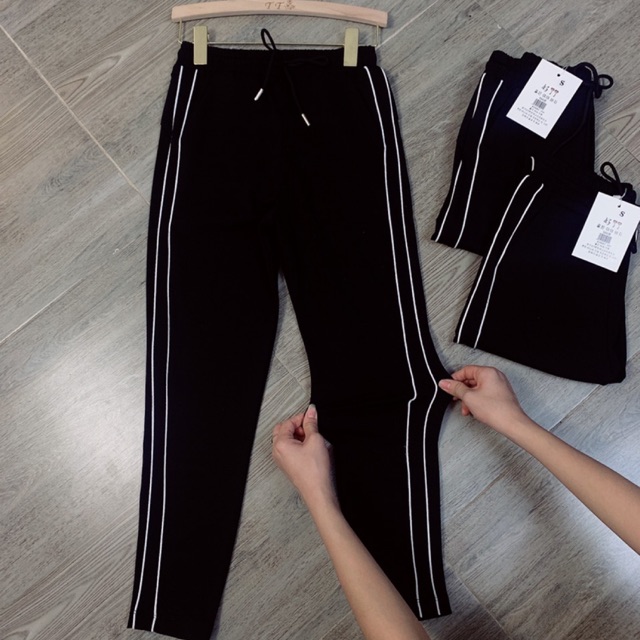 Quần baggy phối hai sọc cho nữ