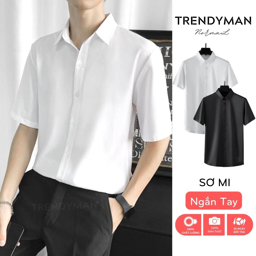 ÁO SƠ MI NAM NGẮN TAY KIỂU DÁNG BASIC TRENDYMAN , SƠ MI NAM CỘC TAY HÀN QUỐC FORM ÔM ĐẸP