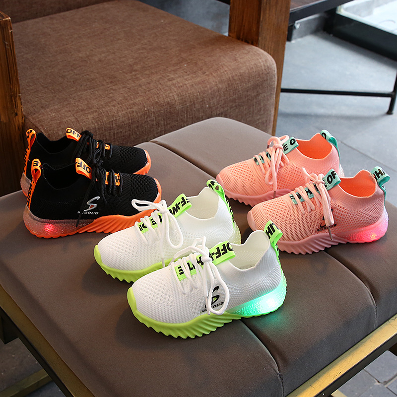 Giày thể thao cao su trẻ em, giày nam nữ, giày chống trượt có đèn LED nhấp nháy