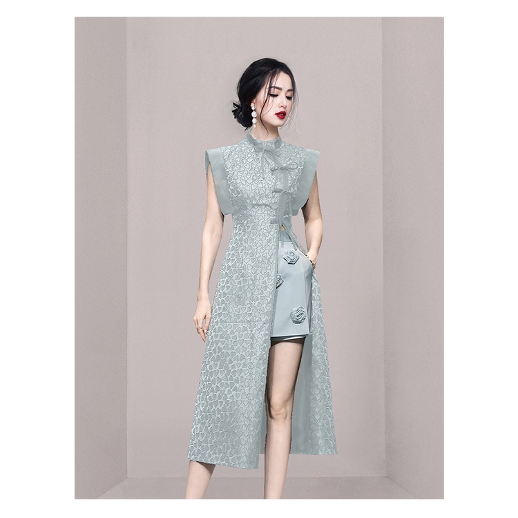 Set Áo Váy Hai Dây Cổ Đứng Phong Cách Retro Thời Trang Mùa Hè 2022