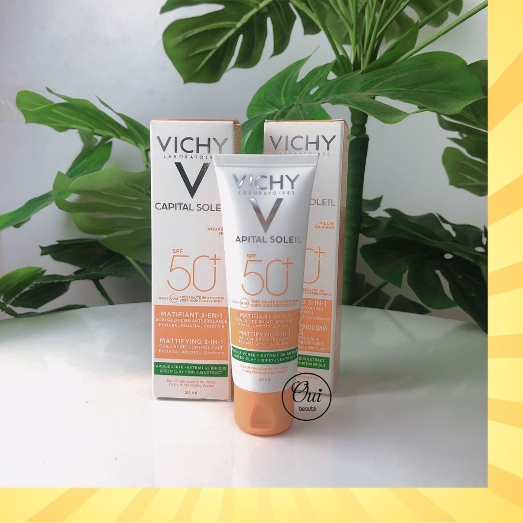 Kem chống nắng Vichy Capital Soleil SPF 50+ Matifiant 3en1 50ml, kem chống nắng kiềm dầu chống bụi mịn Ouibeaute