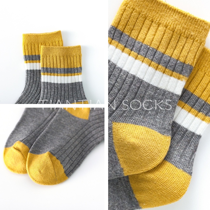 TIAN TIAN T147 Tất Vớ  trẻ em nam nữ Set 5 đôi tất bé Cotton cổ cao thiết kế mới thời trang thu đông