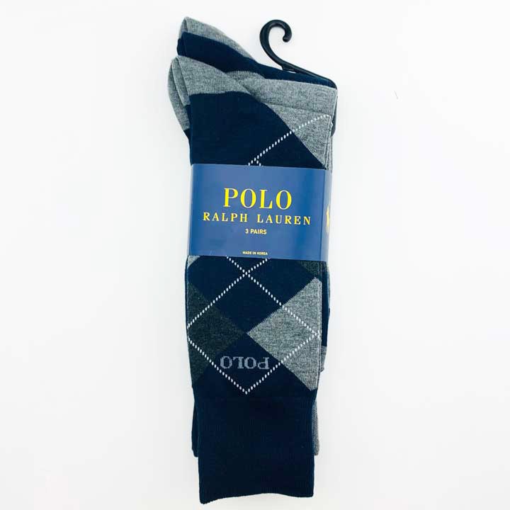 Vớ Polo Ralph Lauren Men's Dress Socks - Set 3 đôi Argyle/ Grey/ Navy