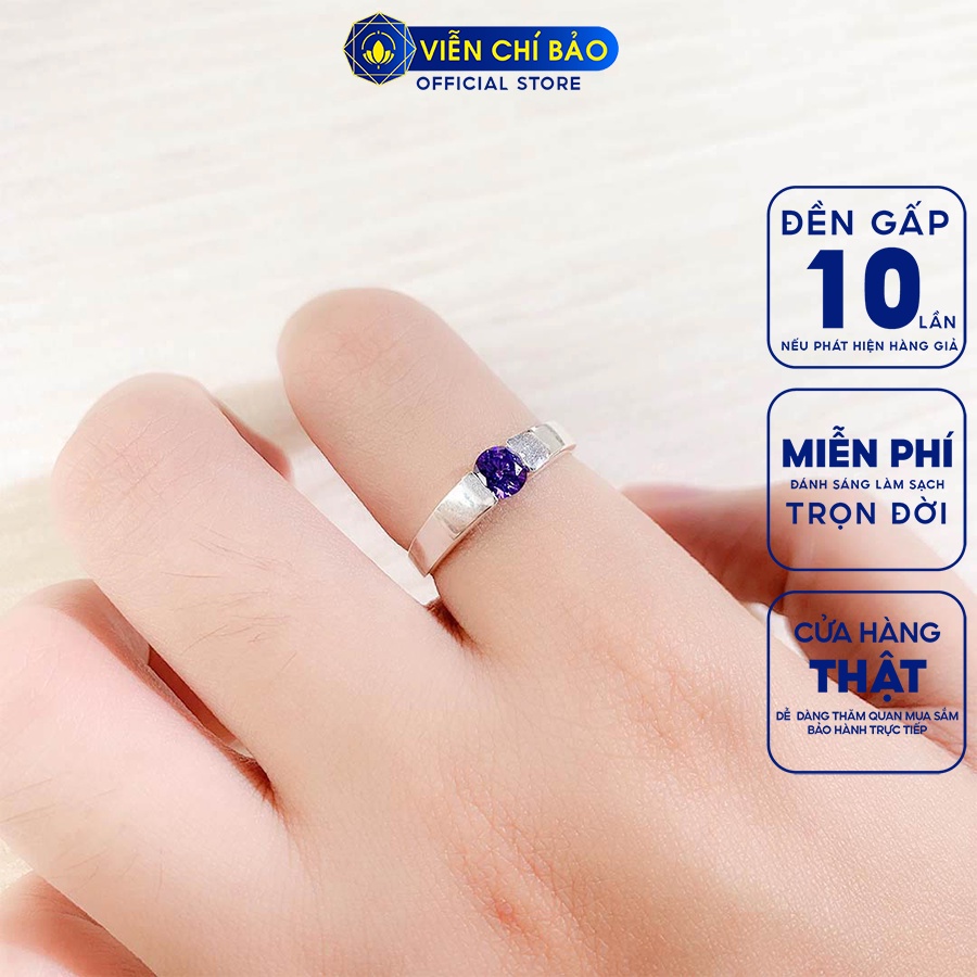 Nhẫn bạc nữ Candy tím chất liệu bạc 925 thời trang phụ kiện trang sức Viễn Chí Bảo N700099