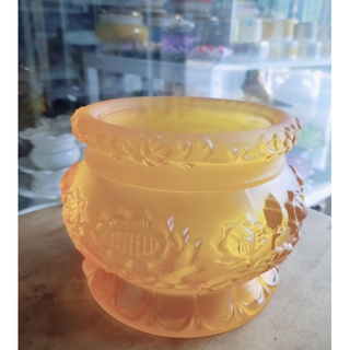 Lư hương thờ cúng đá lưu ly vàng và trắng
