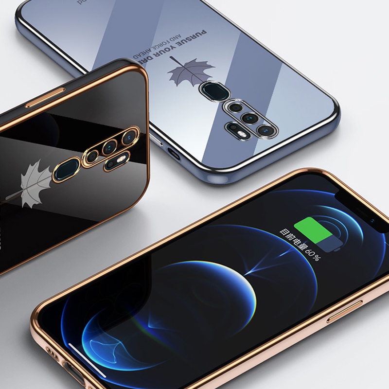 Ốp điện thoại Koosuk silicone mềm mạ láng bóng họa tiết lá phong cho OPPO A5 A9 2020 F11 Pro