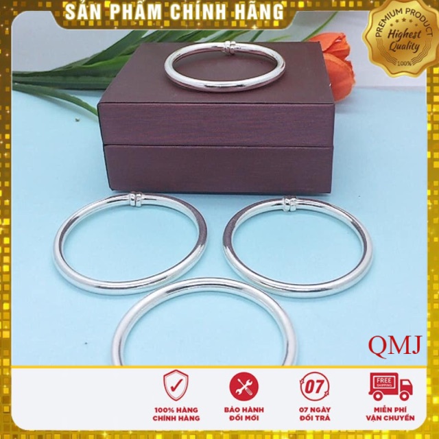 Lắc tay bạc trơn cho bé / Trang sức QMJ bạc chuẩn kèm bảo hành