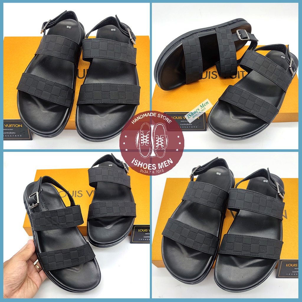 Dép Sandal Nam, Dép quai hậu nam LV D&amp;G da thật đế cao su cao cấp bảo hành 12 tháng