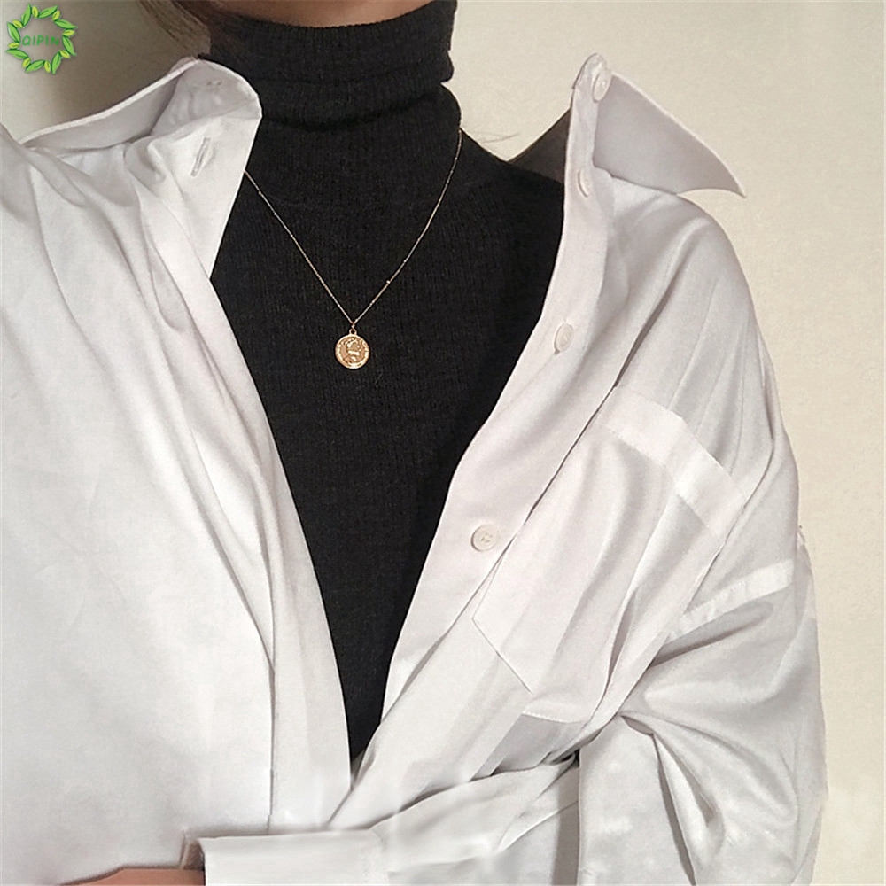 Cod Qipin Dây chuyền mặt hình đồng xu may mắn phong cách retro