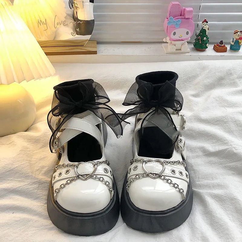 Giày Đế Dày Mũi Tròn Phong Cách lolita Thời Trang Mùa Hè 2022 Dành Cho Bạn Gái lea