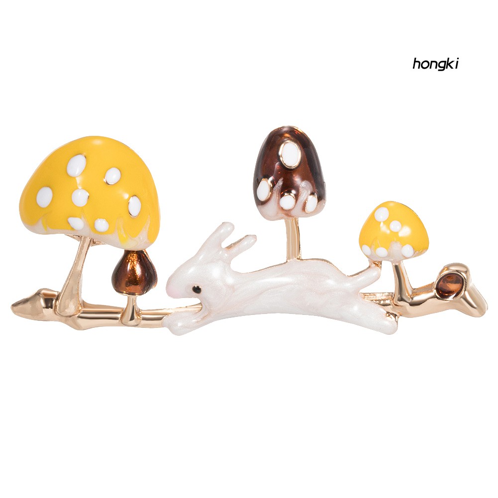 Trâm Cài Áo Hình Cây Nấm Và Thỏ Chạy Đáng Yêu