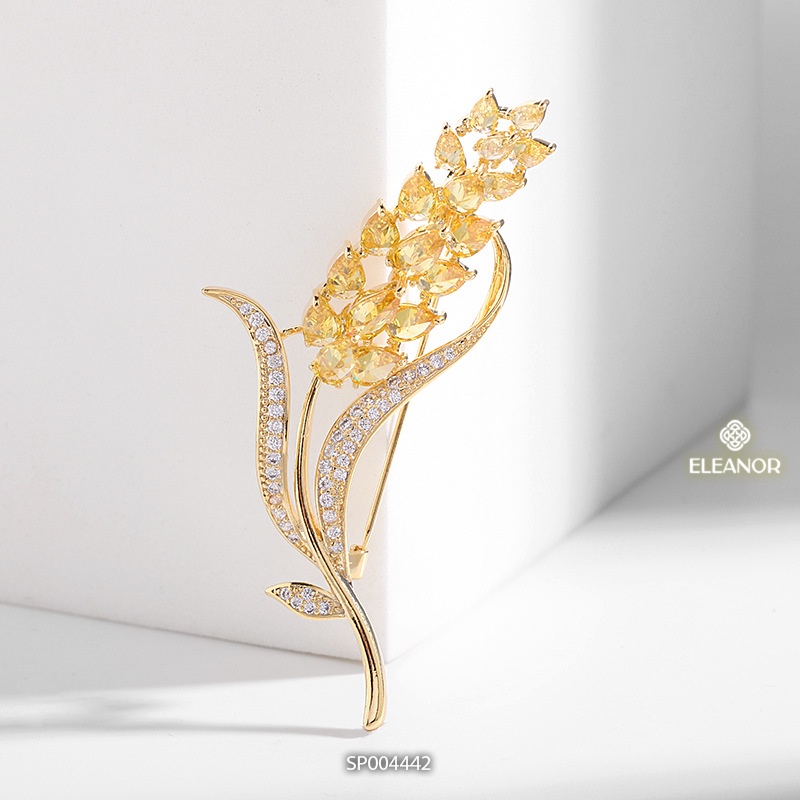 Ghim cài áo nam nữ Eleanor Accessories đính đá hình bông lúa phụ kiện thời trang 4442