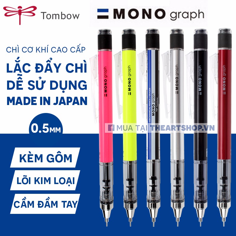 Bút chì cơ khí lắc đẩy ngòi TOMBOW Mono Graph cao cấp Nhật Bản ngòi 0.3mm/0.5mm