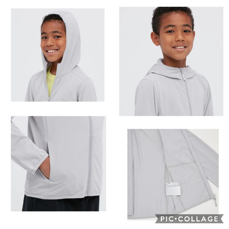 Áo chống nắng trẻ em AIRism UV - Áo hoodie chống UV vải mắt lưới (UNIQLO Nhật chính hãng)