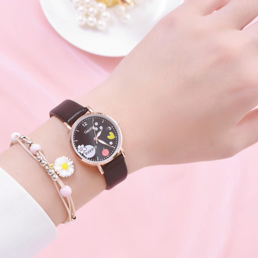 Đồng hồ nữ dây da mặt hoạt hình dễ thương