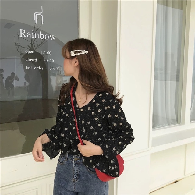 [HÀNG ORDER] Áo voan tầng hoạ tiết hoa cổ v tay loe ( Có ảnh thật ) | BigBuy360 - bigbuy360.vn