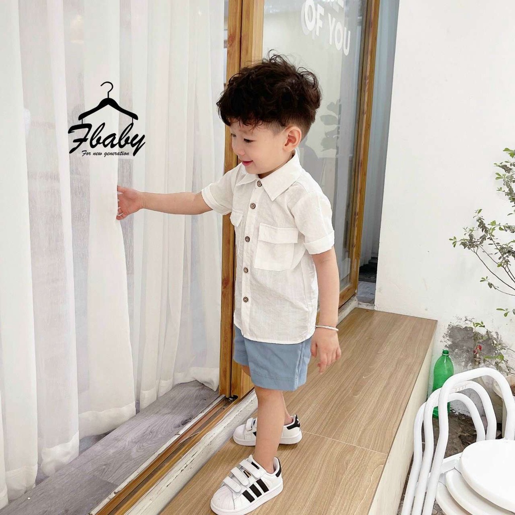 FBABY - Set Bộ Đũi Trơn Cao Cấp Cổ Sơ Mi Cho Bé Trai