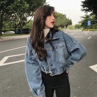 🔥Áo Khoác Jean Lửng Nút Sau