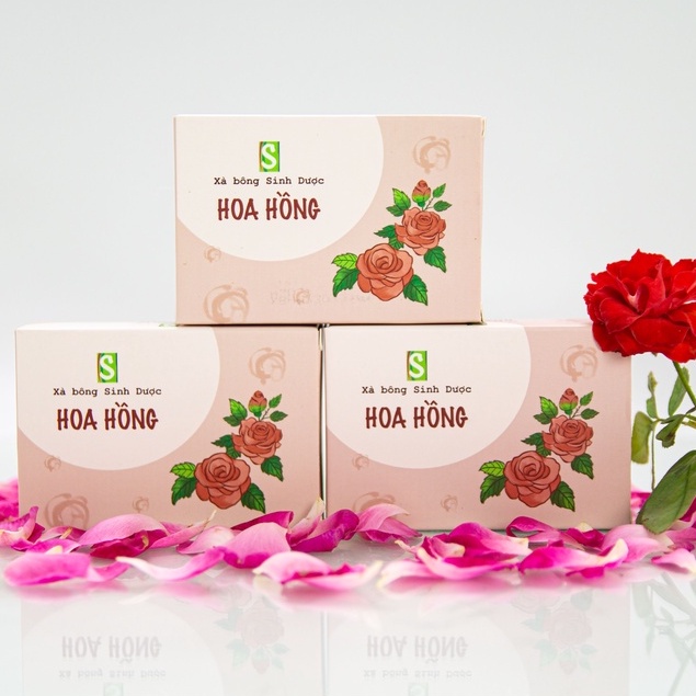 Xà bông sinh dược hoa hồng chiết xuất 100% thiên nhiên dùng rửa mặt, rửa tay, dưỡng mềm da, thư giãn