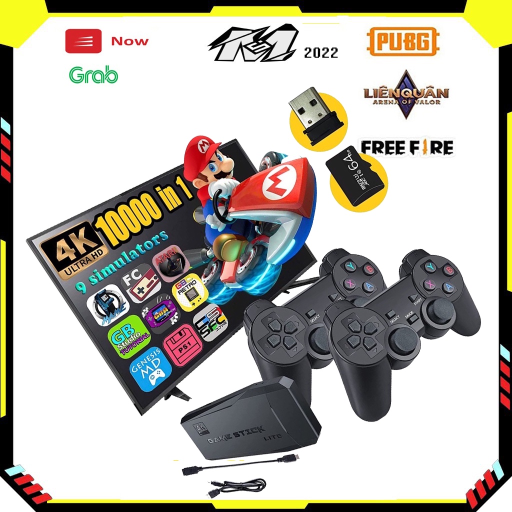 máy chơi game stick 4k, kèm 2 tay điện tử không dây giống ps2 gaming loại 1