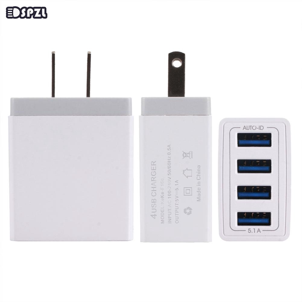 Power Adapter Wall Charger Charger 4 USB Total Output 5.1A Smart Mobile Overcurrent Protection Durable