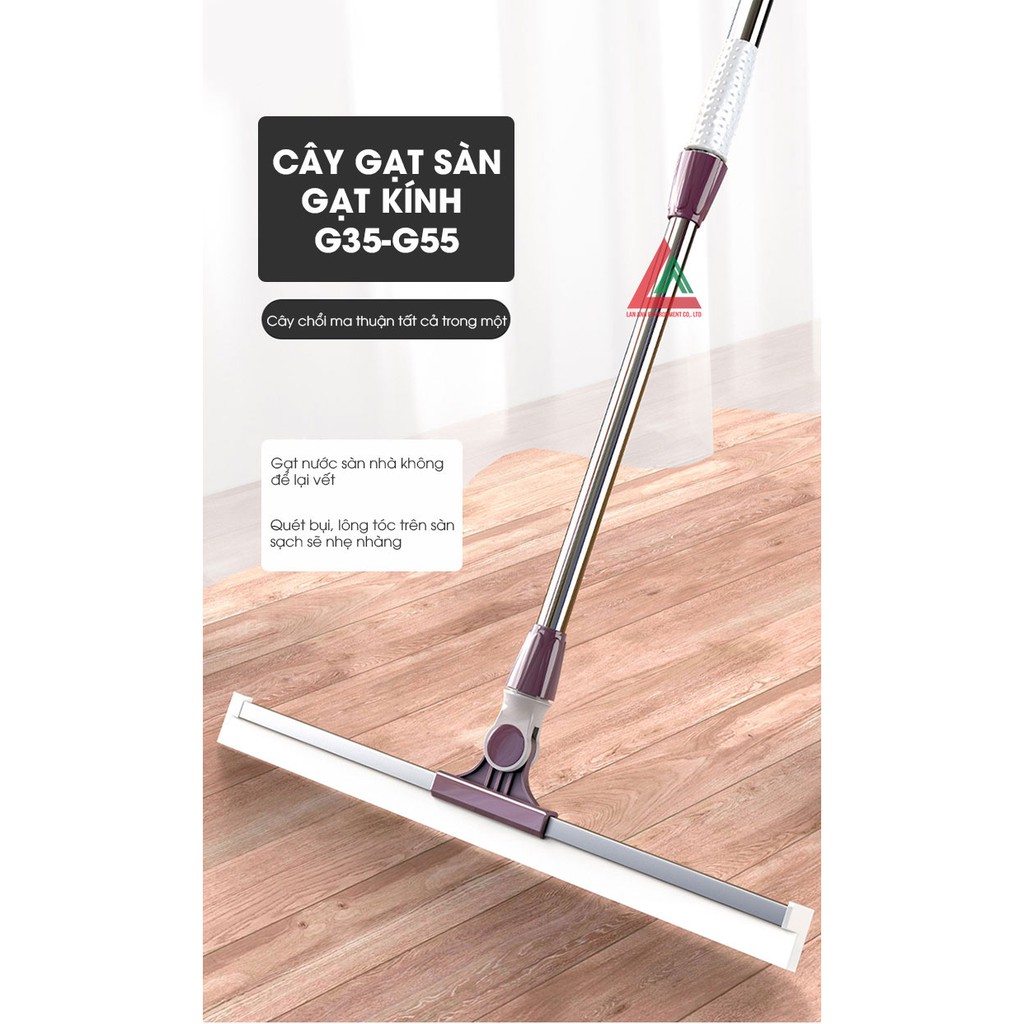 Cây gạt sàn gạt kính G35-G55 lưỡi Silicone, cán hợp kim nhôm tùy chỉnh độ dài từ 85-135cm