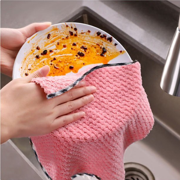 Combo 2 cái khăn lau tay nhà bếp đa năng có móc treo siêu thấm hút nước - nhiều màu