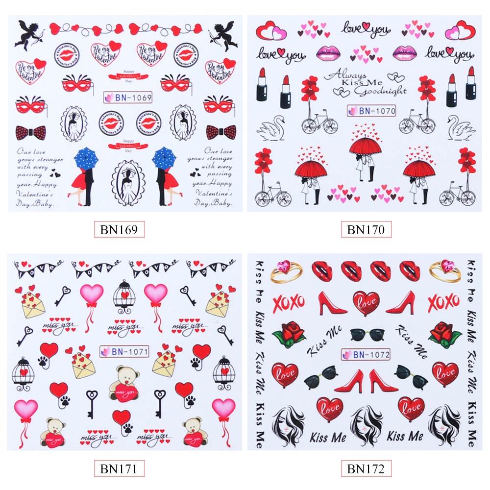 Set 12 tấm hình dán dùng trang trí móng tay DIY
