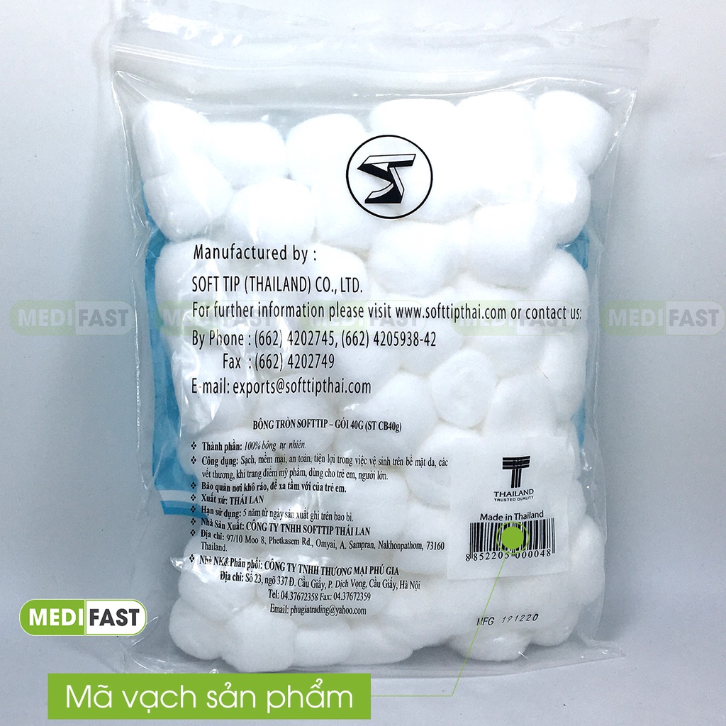 Bông viên tròn Softtip - bông gòn đút tai cho mẹ sau sinh - nhập khẩu từ Thái Lan