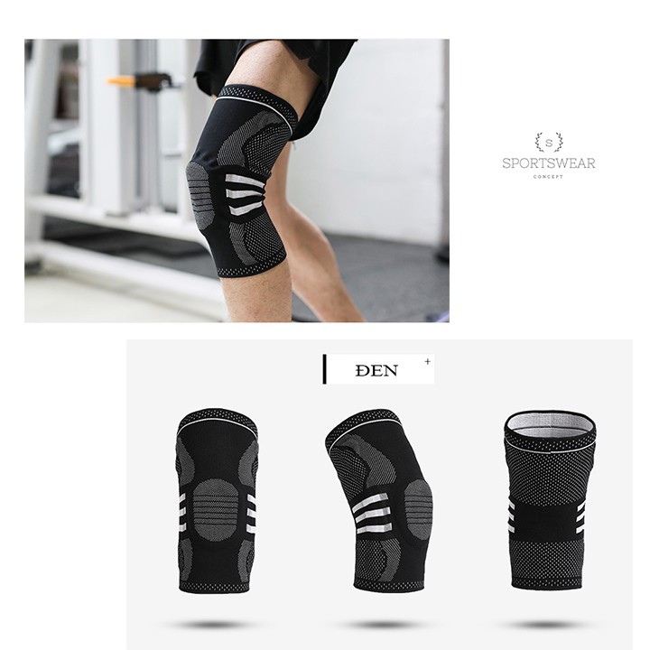 ĐAI QUẤN GỐI CHÂN 3D SILICONE CAO CẤP SPORTSWEAR CONCEPT BẢO VỆ AN TOÀN ĐÀN HỒI THOẢI MÁI KHÔNG BÍ HƠI