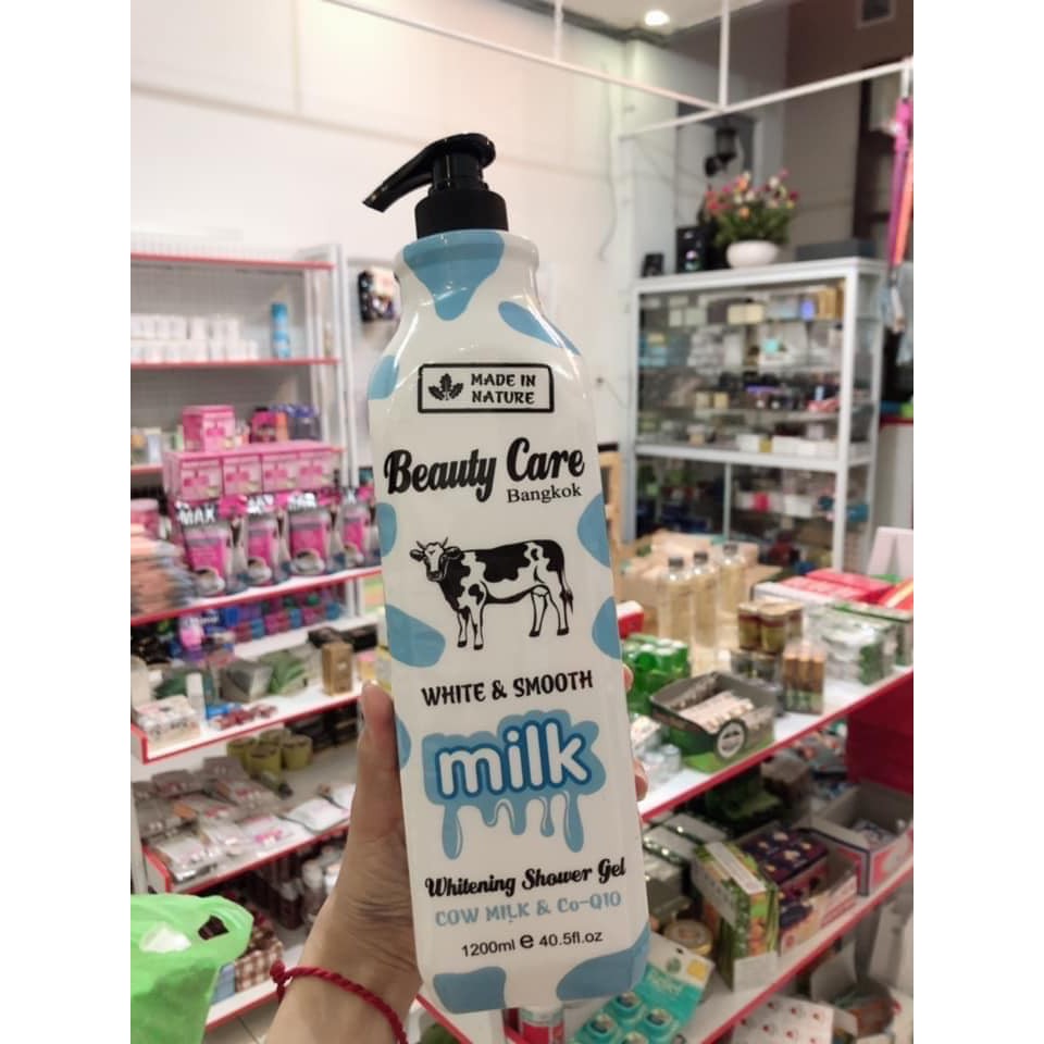 Sữa Tắm Trắng Da Beauty Care White Cow Milk & Co-Q10 Thái Lan 1200ml