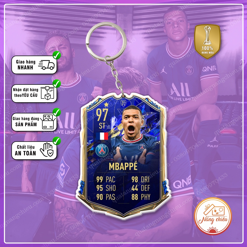 Móc Khóa MBappe TOTS, CLB bóng đá PSG ☘️MÓC KHÓA THẺ CẦU THỦ☘️