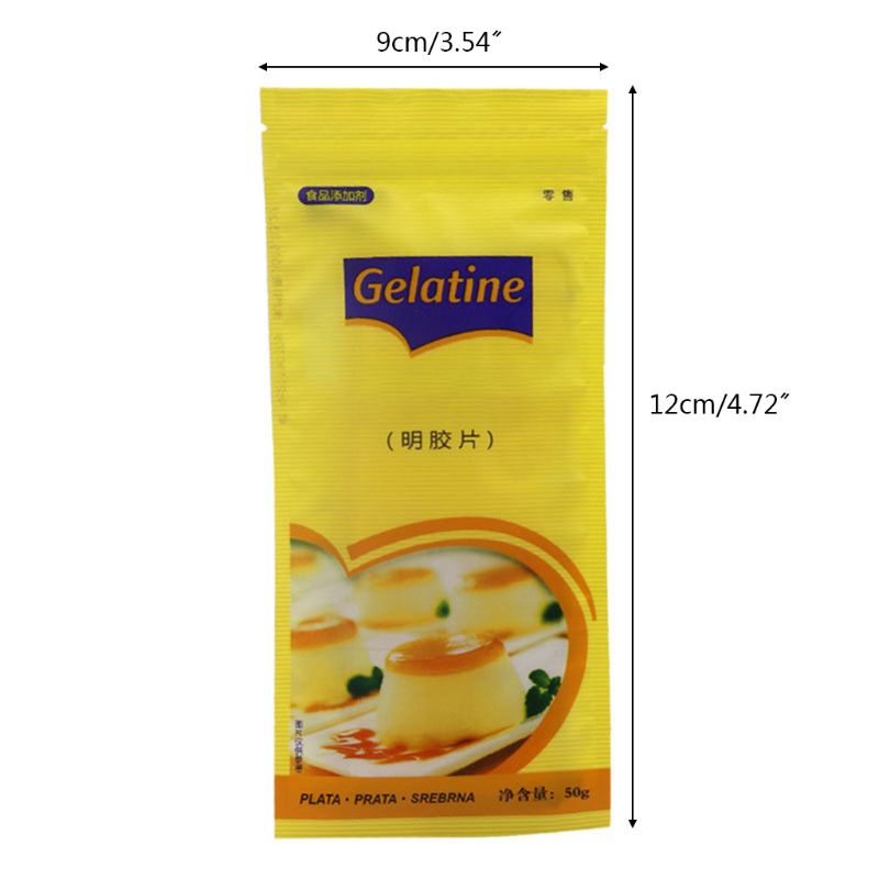 zong  50g 20 Large Sheets of Halal Silver Leaf Gelatine Beef Gelatin Leaves for Cooking Mousse Cake Jelly Dessert Mix