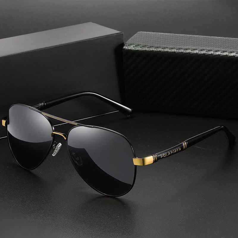 Kính Mát Phân Cực Gọng Kim Loại Thời Trang Cho Nam