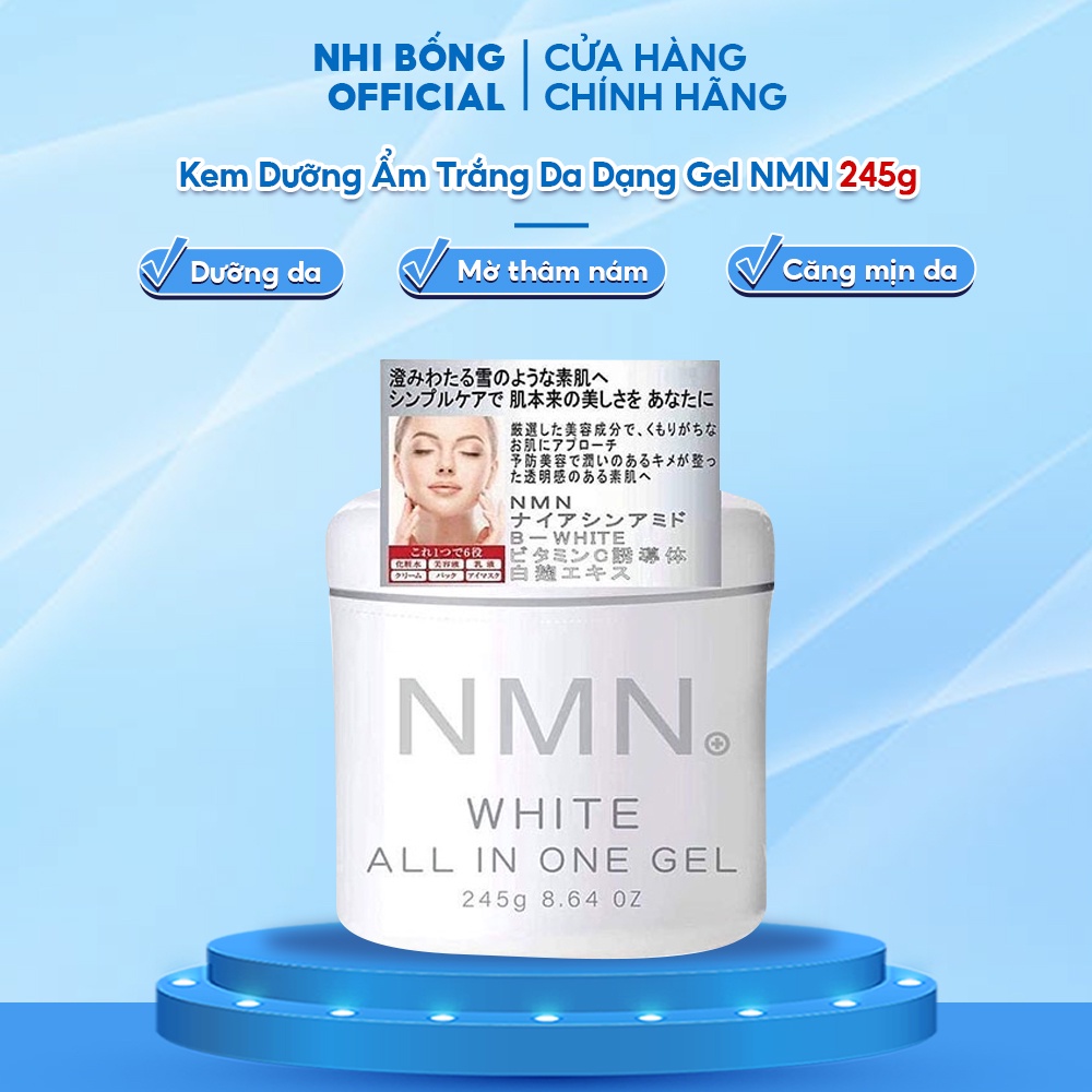 Kem Dưỡng Ẩm Trắng Da Dạng Gel NMN White All In One Nhật Bản Giúp Chống Lão Hoá Mờ Thâm Nám & Giảm Nếp Nhăn 245g