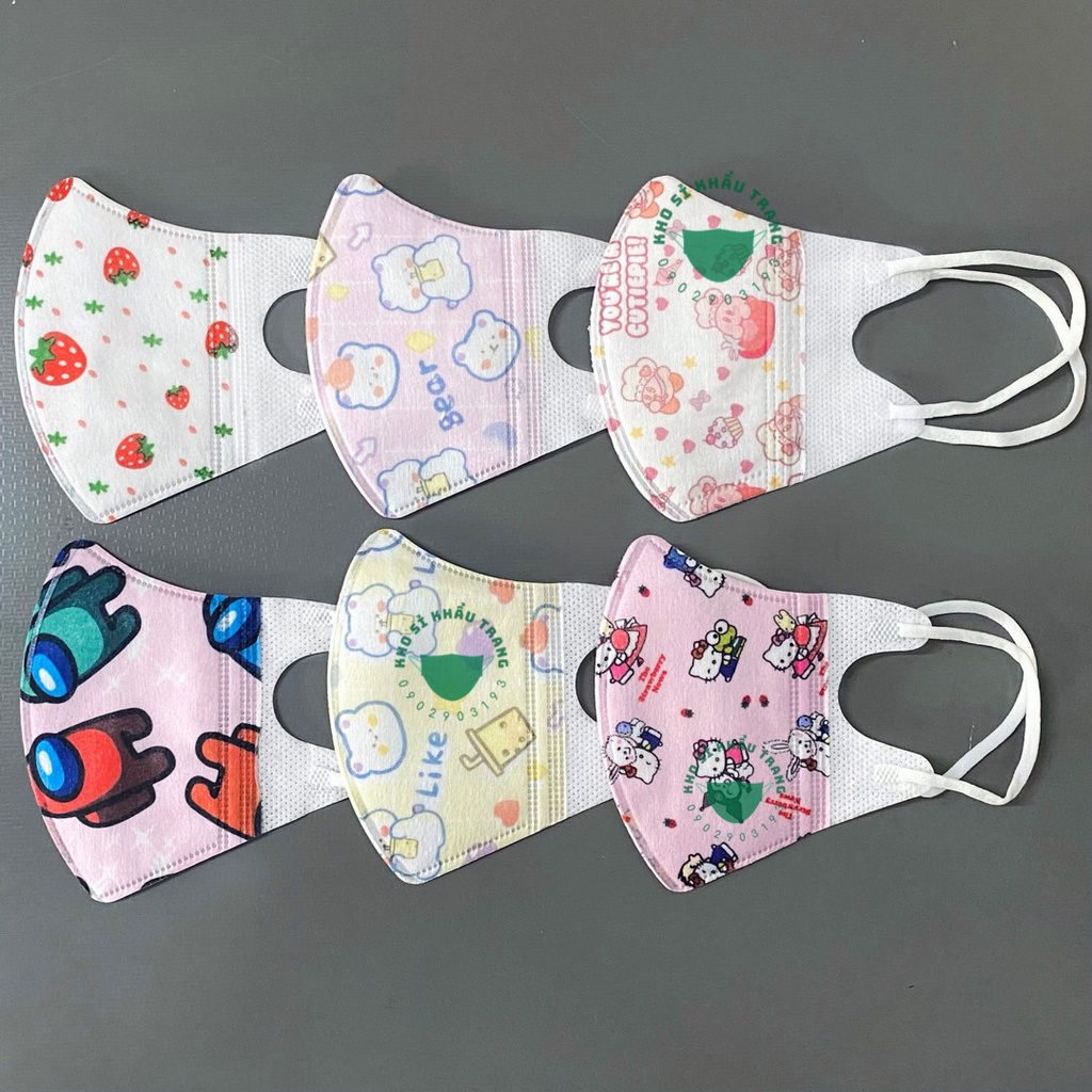 Khẩu trang 5D cho bé 0-2 tuổi hàng nội địa Trung nhiều hình cute túi 10 cái