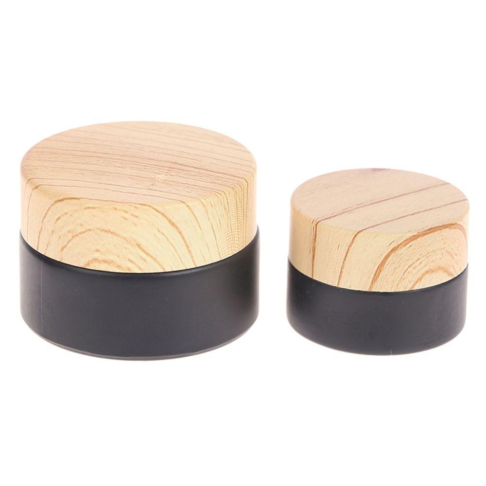 Lọ Thủy Tinh Màu Đen Nắp Gỗ Đựng Kem Dưỡng Da Mắt Có Thể Đổ Đầy