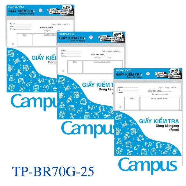 Giấy Kiểm Tra B5 Campus Kẻ Ngang Có Lề 25 Tờ Đôi TP-BR70G-25 - Phù Hợp Với Học Sinh Cấp 2