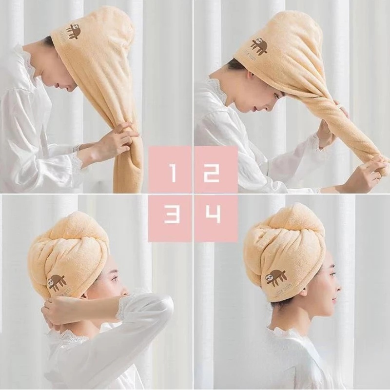 Mũ Lông Cừu San Hô Siêu Thấm Hút Nhiều Màu Tùy Chọn Dễ Thương / Khăn Lau Tóc Mềm Mại Cho Nữ / Phòng Tắm