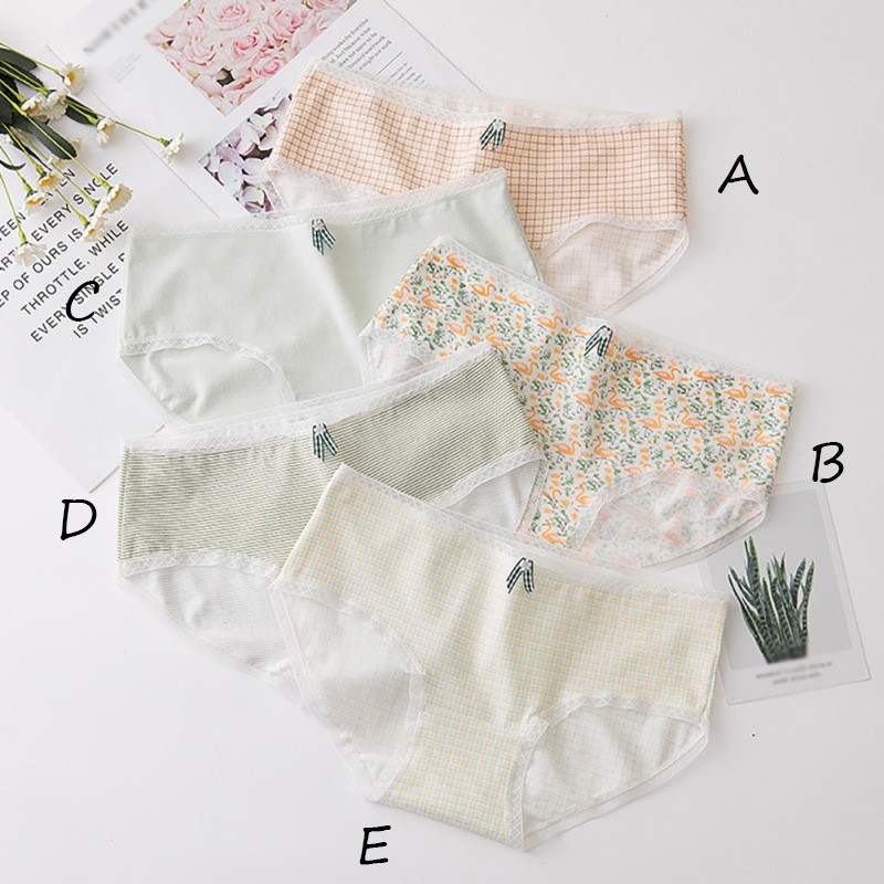 Quần Lót Cotton Phối Ren Đính Nơ Xinh Xắn