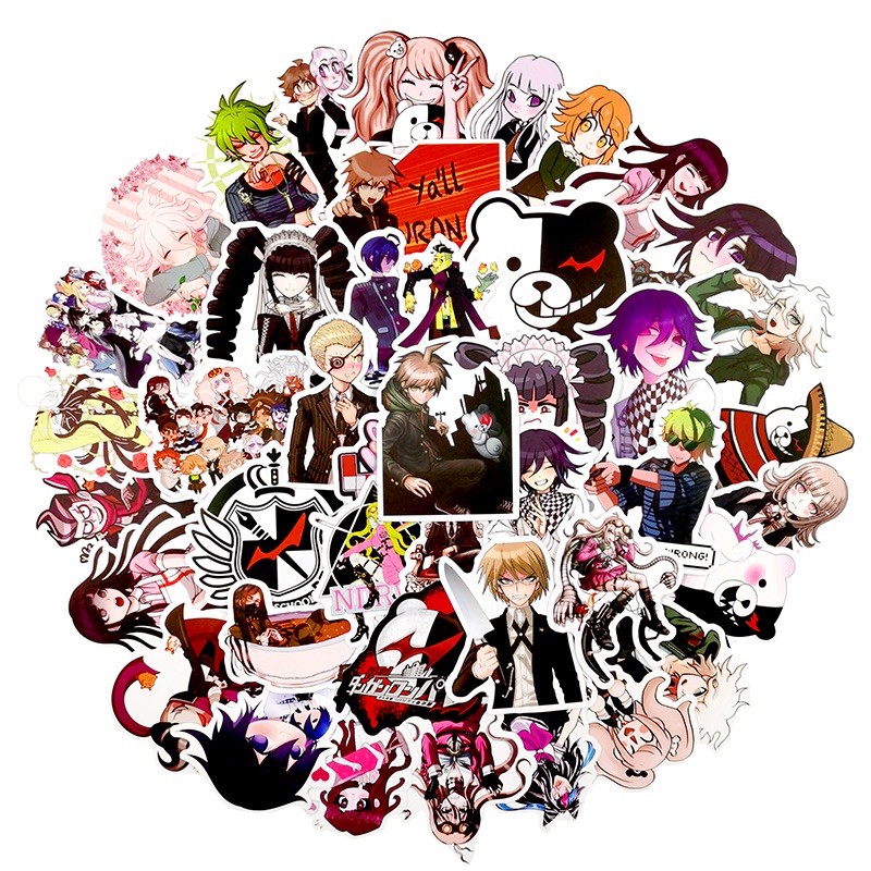 combo 30-60 sticker Danganronpa ép lụa decal bóc dán/ hình dán anime Danganronpa