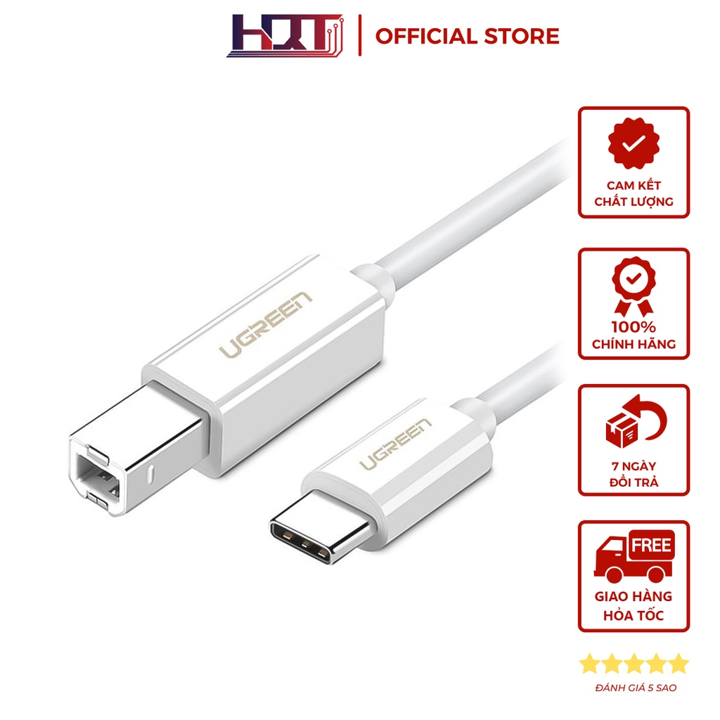 Cáp máy in sử dụng cho thiết bị hỗ trợ cổng USB Type C như MacBook, MateBook...dài 1-1.5m UGREEN US241