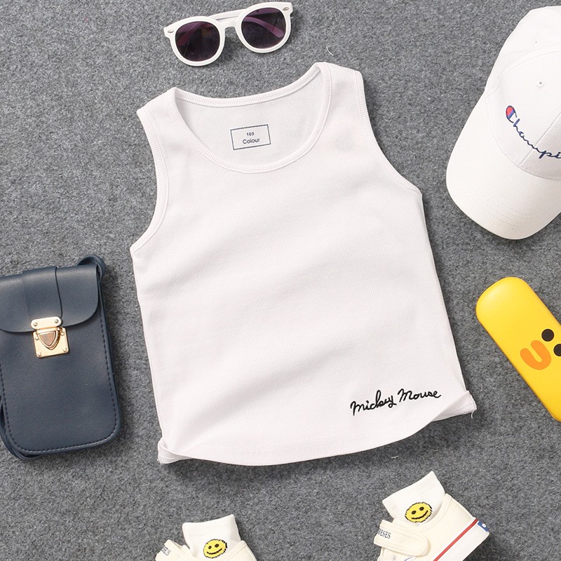 Áo Ba Lỗ in Chữ Mic key Mouse, Áo Sát Nách Chất Thun Cotton Kiểu Dáng Basic Cho Bé từ 8-27kg - LILA KIDS