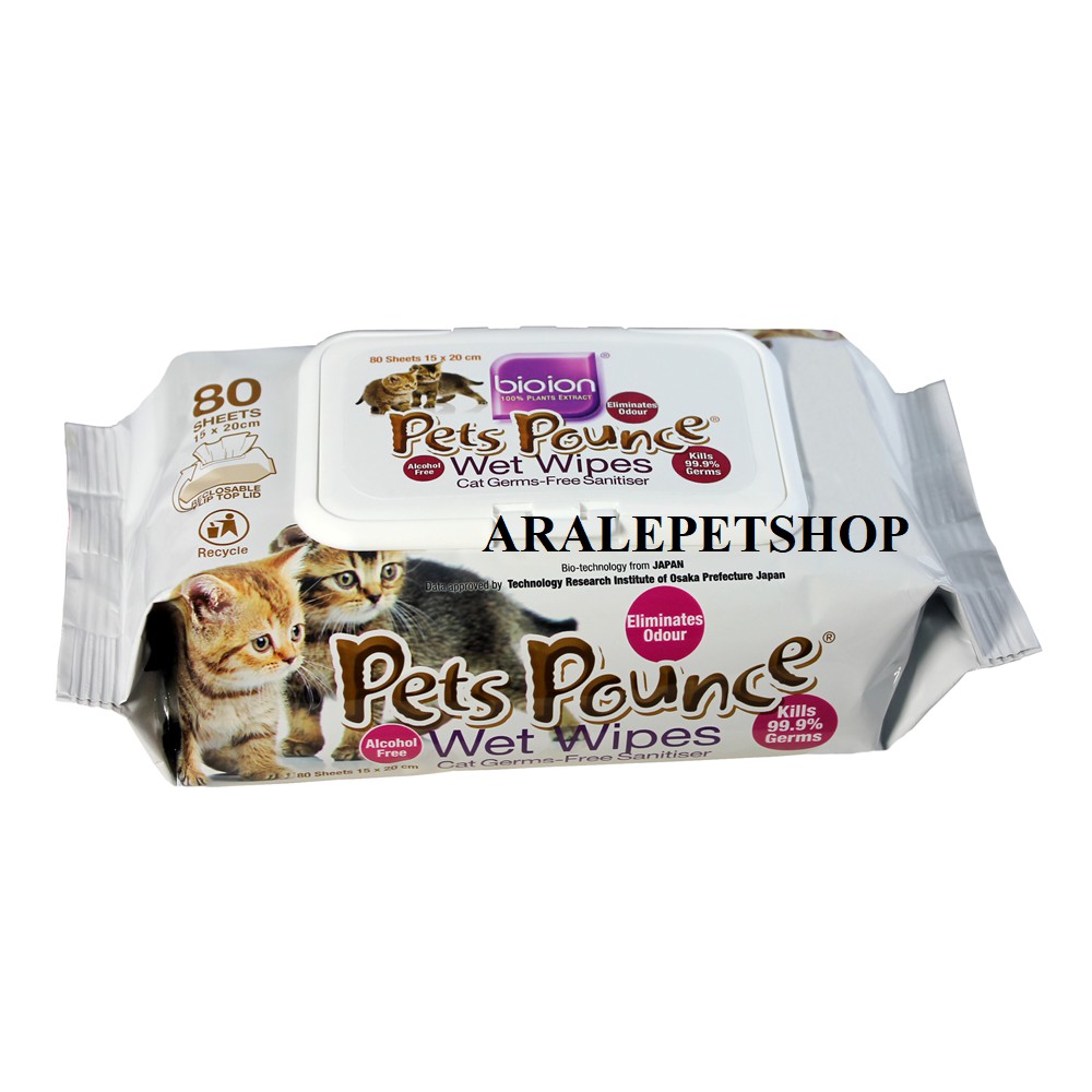 KHĂN GIẤY ƯỚT PET POUNCE 80 Miếng cho chó mèo