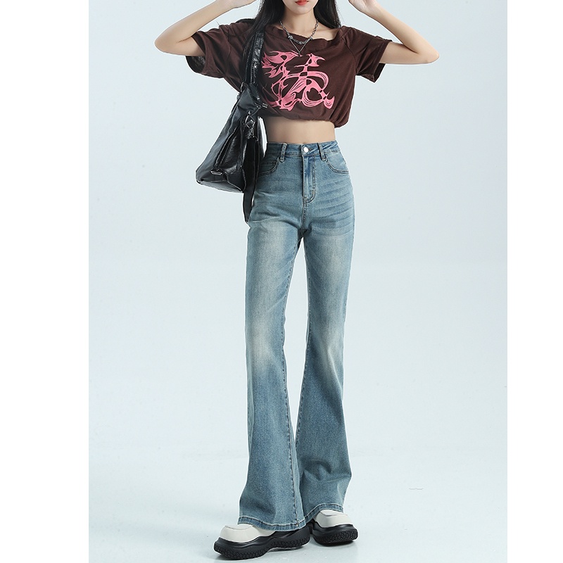 Honypove Quần Jeans Lưng Cao Ống Loe Thời Trang Mùa Thu Cho Nữ