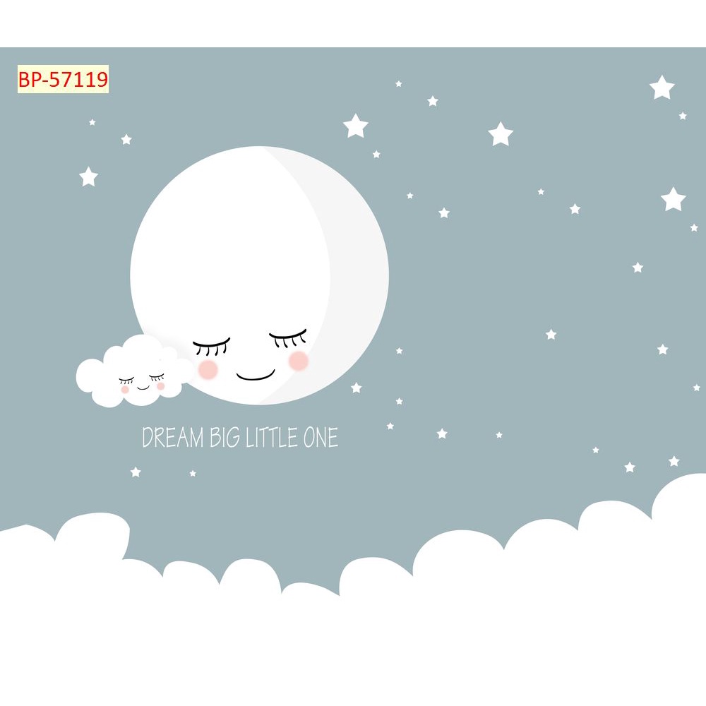 Tranh Dán Tường Phòng Trẻ Em Hình MẶT TRĂNG MOON, LÂU ĐÀI, NHÀ Ở MÀU SẮC