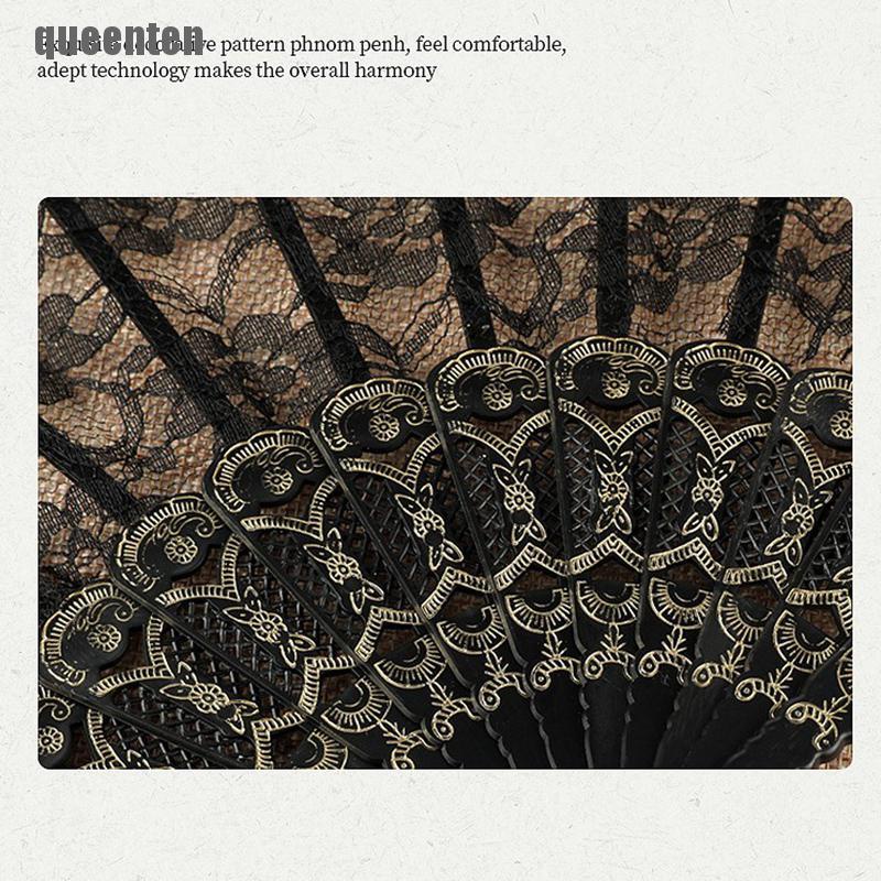 Quạt Xếp Phối Ren Họa Tiết Nghệ Thuật Phong Cách Trung Hoa Cổ Điển