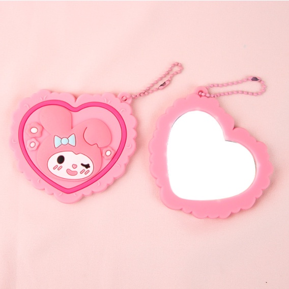 Gương di động Sanrio Gương trang điểm di động Coumodi cô gái cầm gương nhỏ hình trái tim